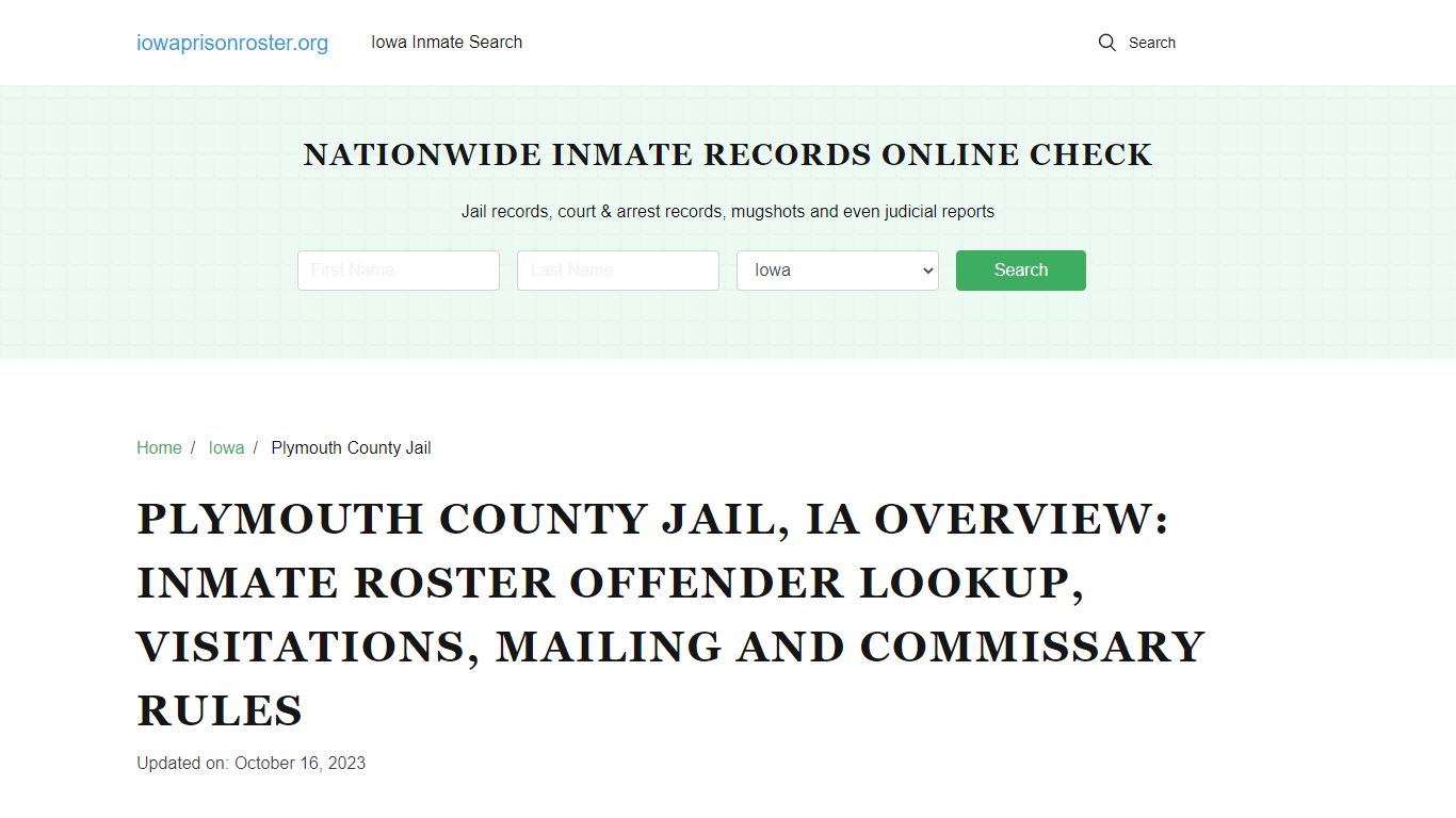 Plymouth County Jail, IA: Inmate Search, Visitations & Contact Info